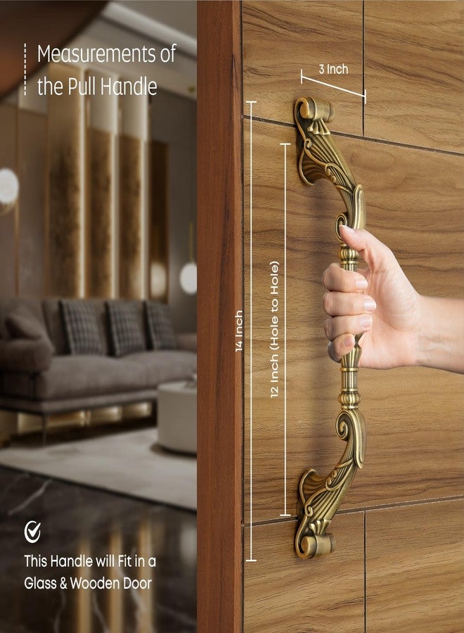 LAPO Dhanush Door Handles for Main Door | Main Door Handle | Wooden & Glass Door Handle(14 Inches-Pack of 1) Antique Finish | 3 Years Warranty - Image 5